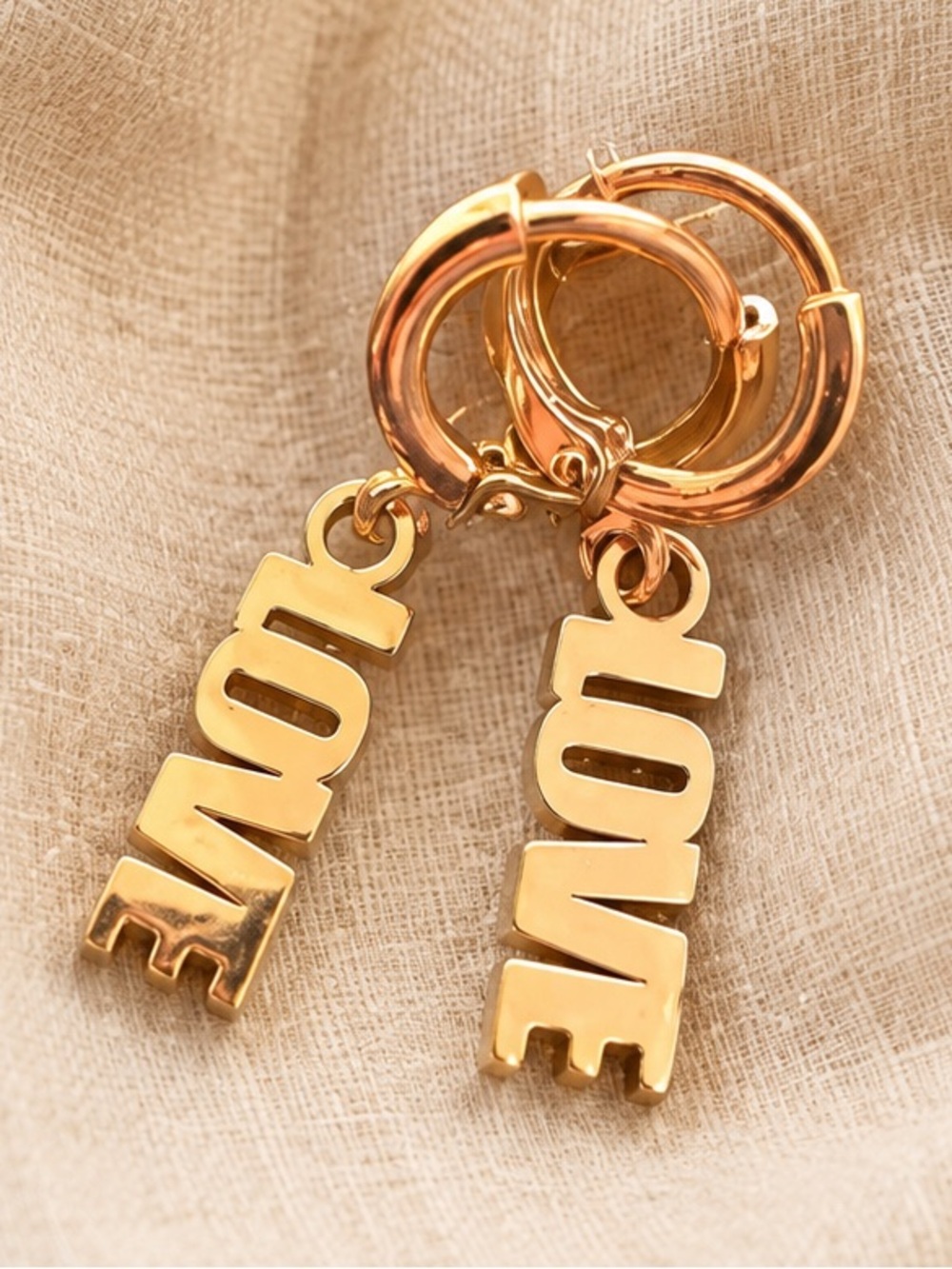 🚨 FREE W/ $50 PURCHASE | Gold Plated LOVE Huggie Dangle Drop Earrings Coquette